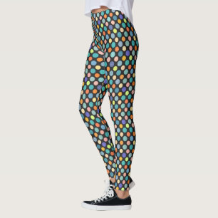 Funky Trendy Cute Polka Dots Variegated Rainbow Leggings