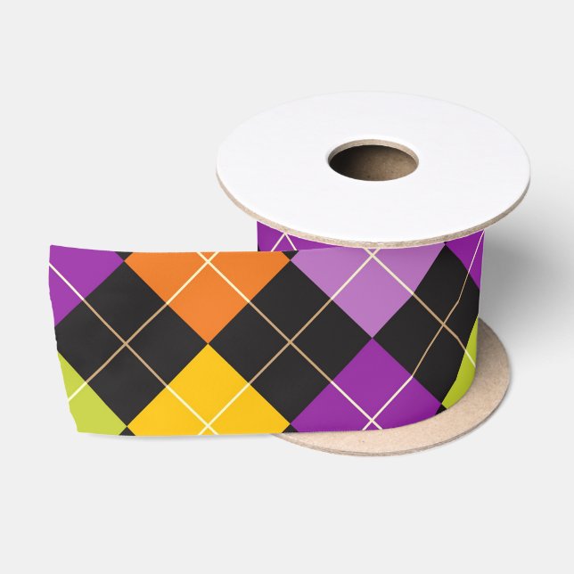 Funky Trendy Retro Abstract Halloween Pattern Satin Ribbon (Spool)