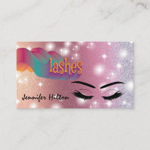 Funky trendy retro colourful lashes logo after car business card