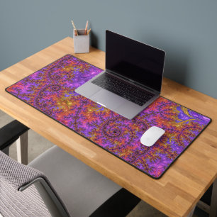 Funky Trippy Colourful Vibrant Spiralling Fractal Desk Mat