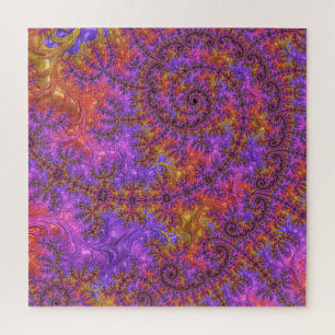 Funky Trippy Colourful Vibrant Spiralling Fractal Jigsaw Puzzle