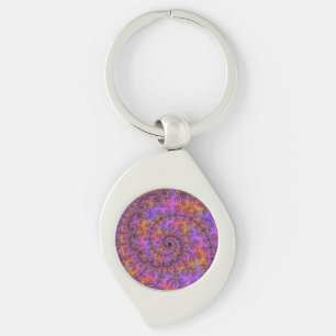 Funky Trippy Colourful Vibrant Spiralling Fractal Key Ring