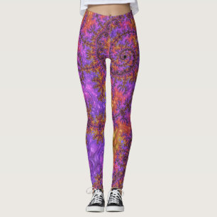 Funky Trippy Colourful Vibrant Spiralling Fractal Leggings