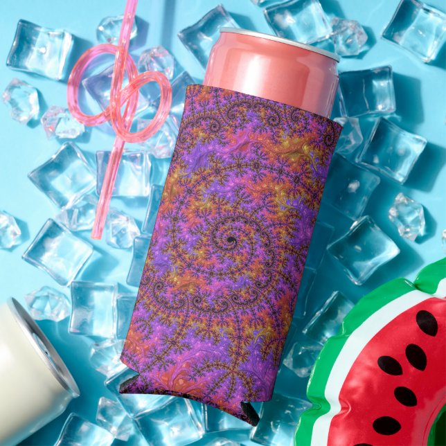 Funky Trippy Colourful Vibrant Spiralling Fractal Seltzer Can Cooler (In Situ Summer)