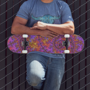 Funky Trippy Colourful Vibrant Spiralling Fractal Skateboard