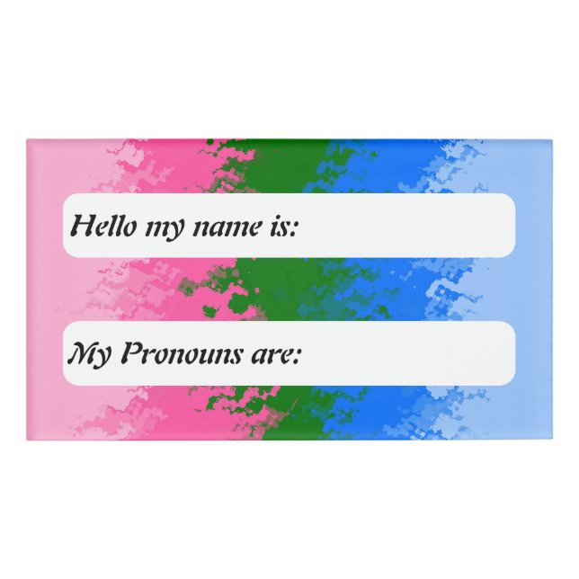 Funky Trippy Customisable Omniromantic Pride Flag Name Tag (Front)