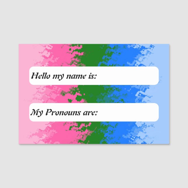 Funky Trippy Customisable Omniromantic Pride Flag Name Tag (Front)