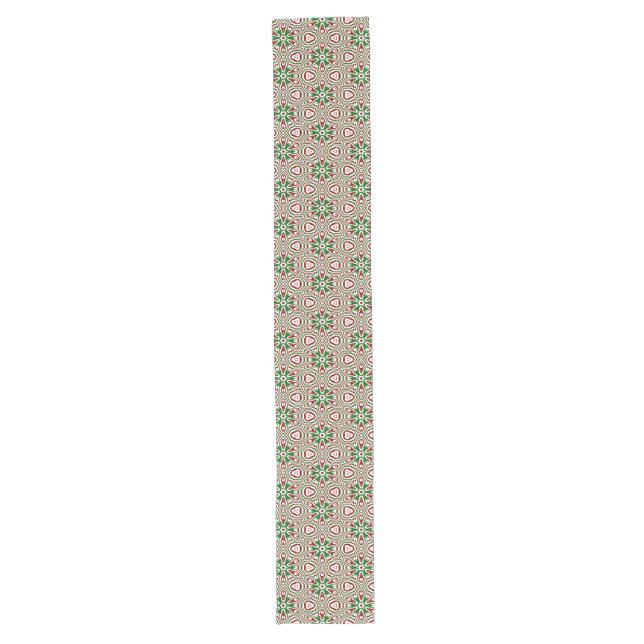 Funky Trippy Eclectic Boho Christmas Kaleidoscope  Long Table Runner (Front)