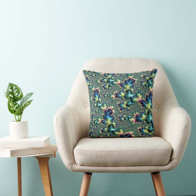 Funky Trippy Eclectic Boho Hippie Abstract Fractal Cushion (Chair)