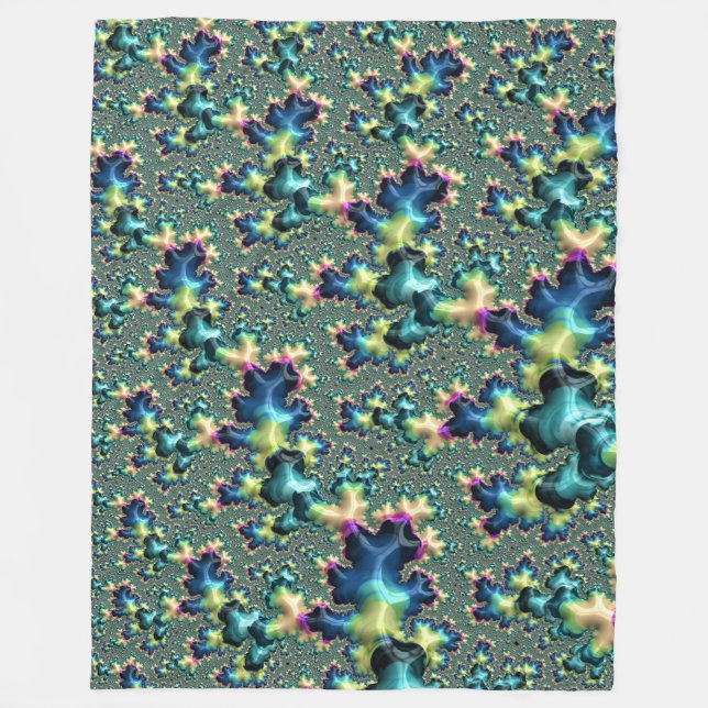 Funky Trippy Eclectic Boho Hippie Abstract Fractal Fleece Blanket (Front)