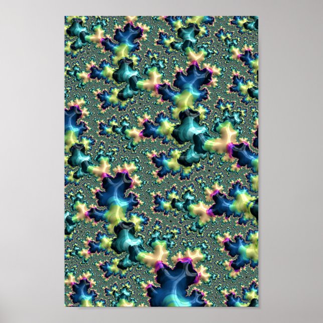 Funky Trippy Eclectic Boho Hippie Abstract Fractal Poster (Front)