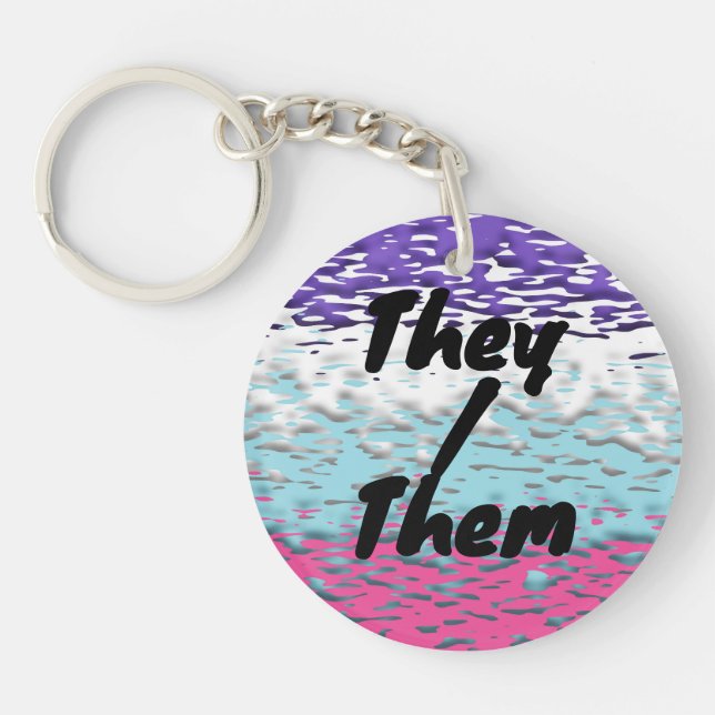 Funky Trippy Ripply Groovy Multisexual Pride Flag Key Ring (Front)