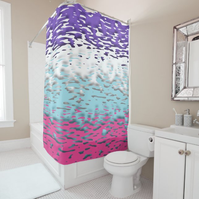 Funky Trippy Ripply Groovy Multisexual Pride Flag Shower Curtain (In Situ)