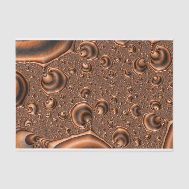 Funky Trippy Spiralling Orange Black Fractal Art Tissue Paper (Front)