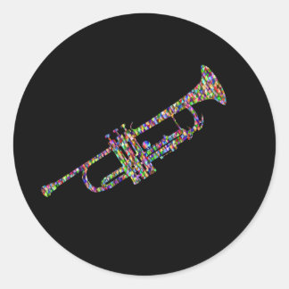 Funky trumpet musical instrument classic round sticker