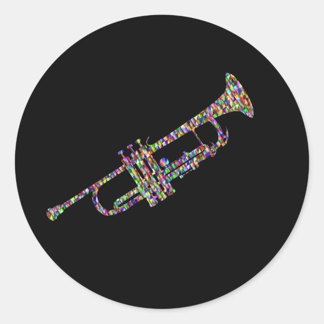 Funky trumpet musical instrument classic round sticker (Front)