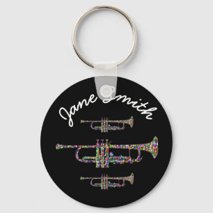 Funky trumpet musical instrument key ring