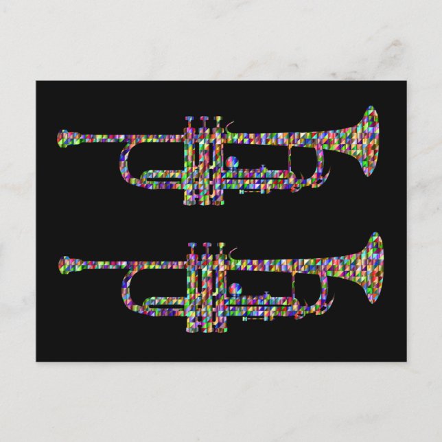 Funky trumpet musical instrument postcard (Front)