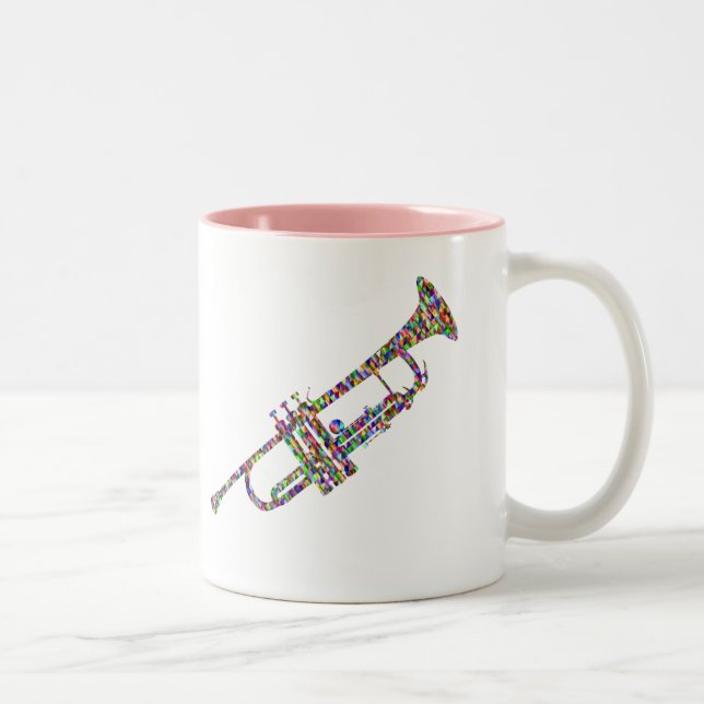 Funky trumpet musical instrument Two-Tone coffee mug (Right)