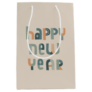Funky Typography Happy New Year design Medium Gift Bag
