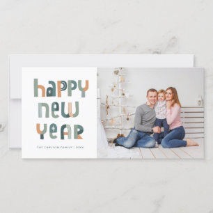 Funky Typography Happy New Year photo card