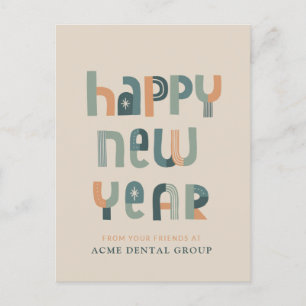 Funky Typography Happy New Year postcard