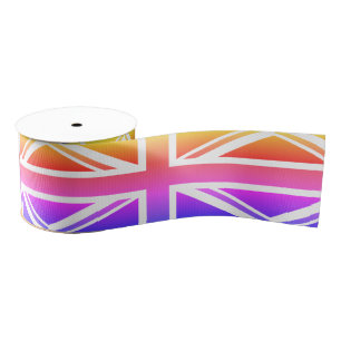 Funky UK & vintage British Flag / United Kingdom Grosgrain Ribbon