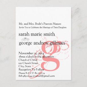 Funky UpBeat Modern Monogram  Wedding Invitation