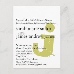 Funky UpBeat Modern Monogram Wedding Invitation