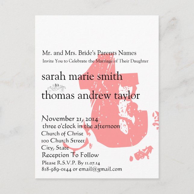 Funky UpBeat Modern Monogram  Wedding Invitation (Front)