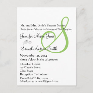 Funky UpBeat Modern Monogram Wedding Invitation Postcard