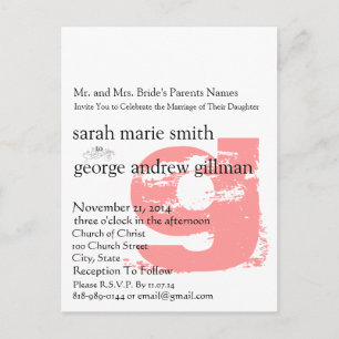 Funky UpBeat Modern Monogram  Wedding Invitation Postcard