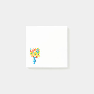 Funky vibrant flowers art illustration post-it notes