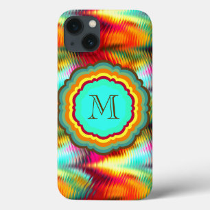 Funky, Vibrant Rainbow Monogram iPhone 13 Case