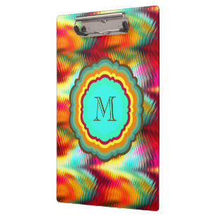 Funky, Vibrant Rainbow Monogram Clipboard