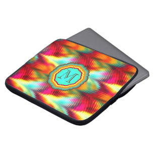 Funky, Vibrant Rainbow Monogram Laptop Sleeve