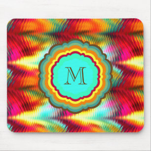 Funky, Vibrant Rainbow Monogram Mouse Mat