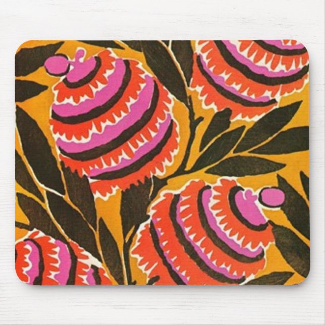 Funky Vintage Abstract Art Deco Floral Mousepad (Front)