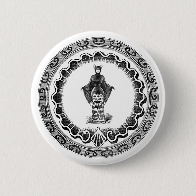 Funky Vintage Bat Woman  6 Cm Round Badge (Front)