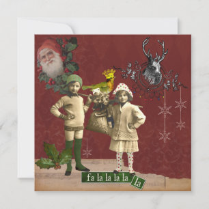 Funky Vintage Christmas Collage Christmas Card