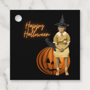 Funky Vintage Girl Witch Halloween  Favour Tags