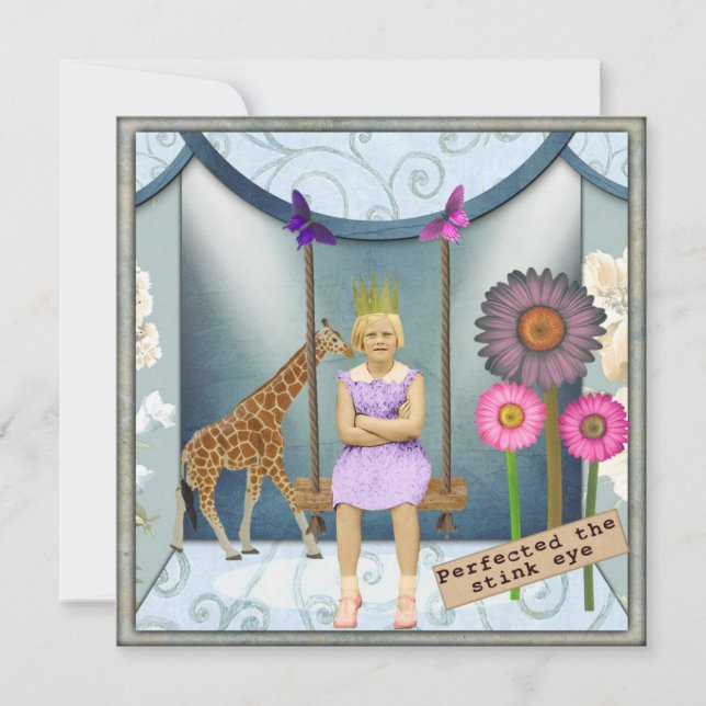 Funky Vintage Kid Altered Art Collage Flat Card (Front)