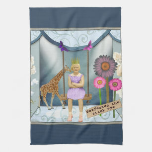 Funky Vintage Kid Altered Art Collage  Tea Towel