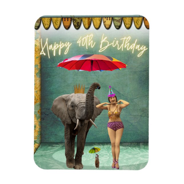 Funky Vintage Party Girl 40th Birthday  Magnet (Vertical)