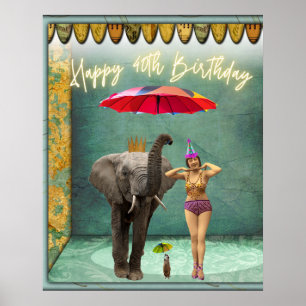 Funky Vintage Party Girl 40th Birthday Poster