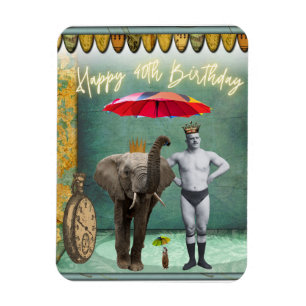 Funky Vintage Strongman 40th Birthday Magnet