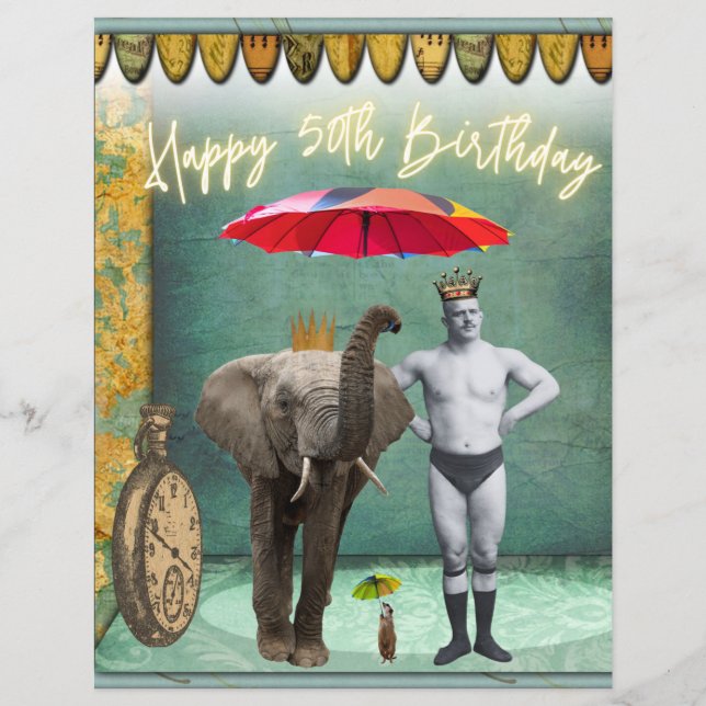 Funky Vintage Strongman 50th Birthday Scrapbooking (Front)