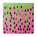 Funky Watermelon Neon Green Paint Drips Tile<br><div class="desc">This fun and funky watermelon pattern with neon green paint drips is the perfect gift for the summer season. It's silly and funny print is great for any stylish and trendy hipster. So enjoy this cool and unique print for the season!</div>