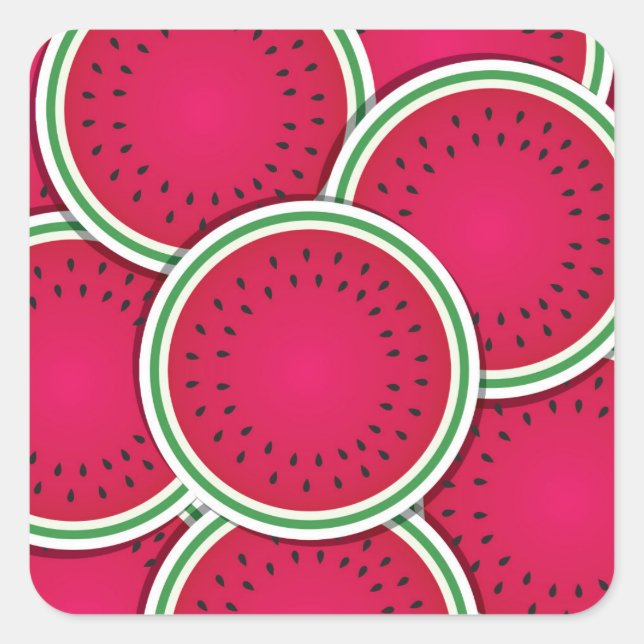 Funky watermelon slices square sticker (Front)