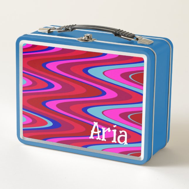Funky Wave- Red and Blue tones Metal Lunch Box (Front)